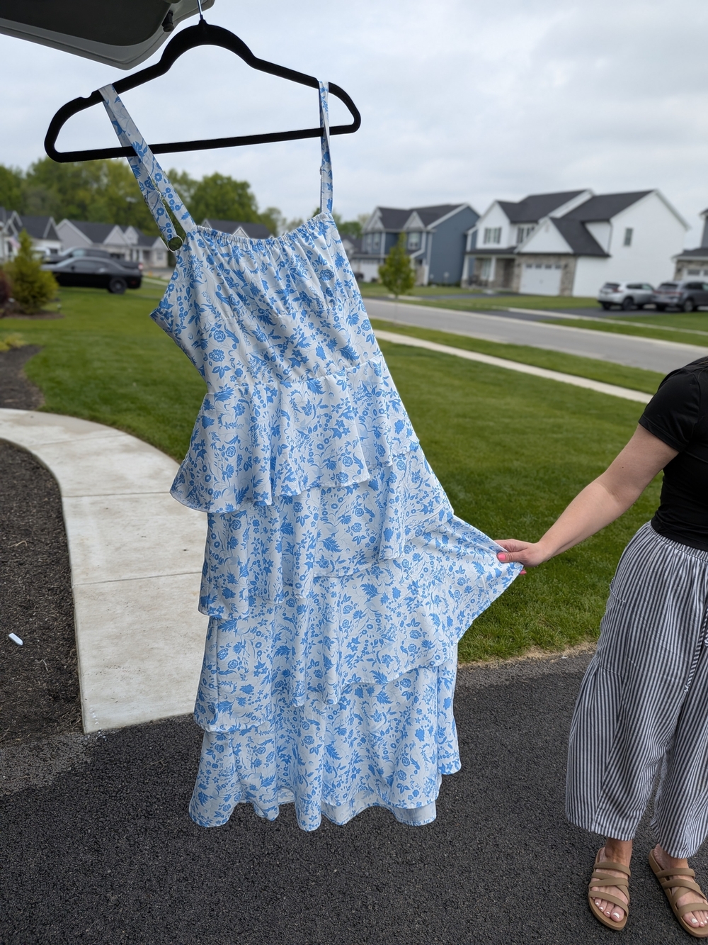 Blue & White Floral Tiered Sundress